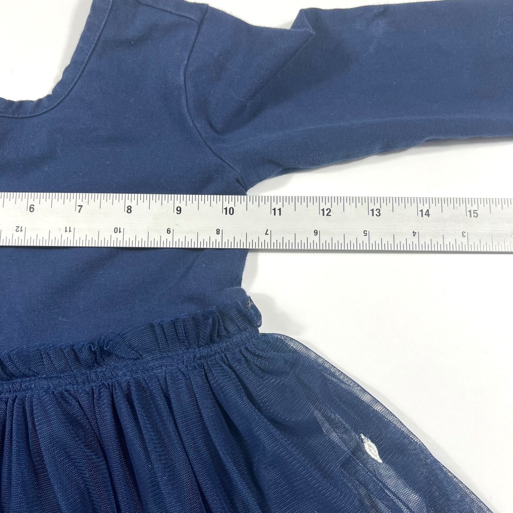 Hanna Andersson Disney 100cm 4T Frozen Elsa Tulle Dress Navy Blue Snowflake GUC - Picture 6 of 7